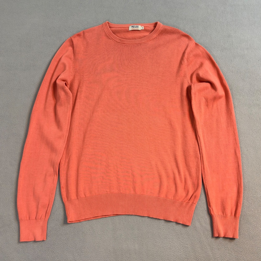 IMPURE Alternative Basic Mens Crewneck Sweater Coral Pink Cotton Size Medium